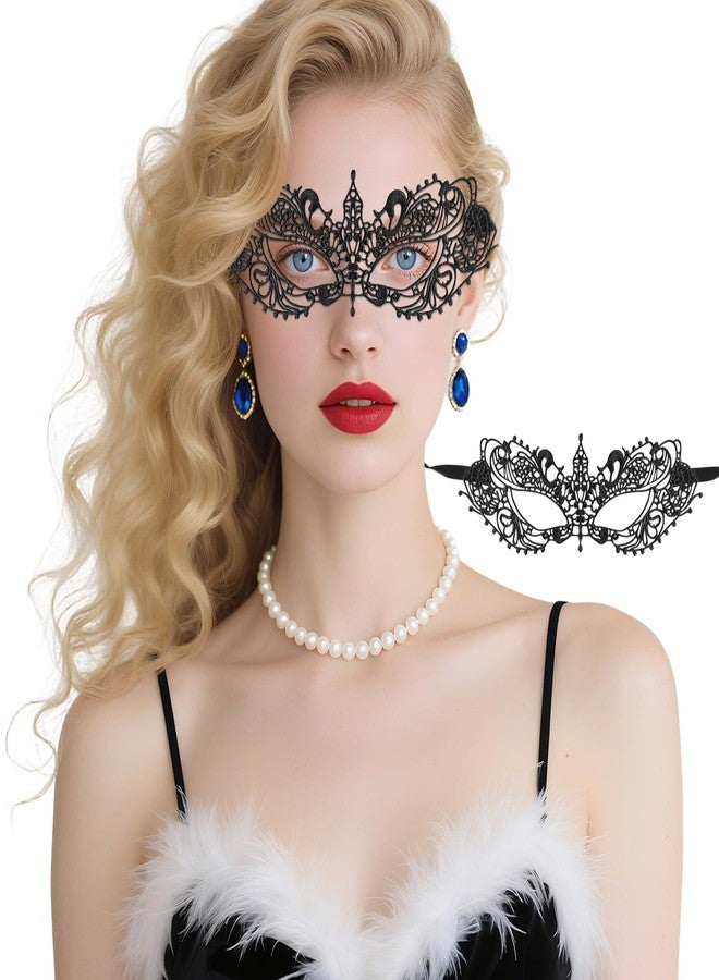 UOUYOO Black Masquerade Mask for Women Lace Eye Mask for Party Prom Ball Costume - Image 1